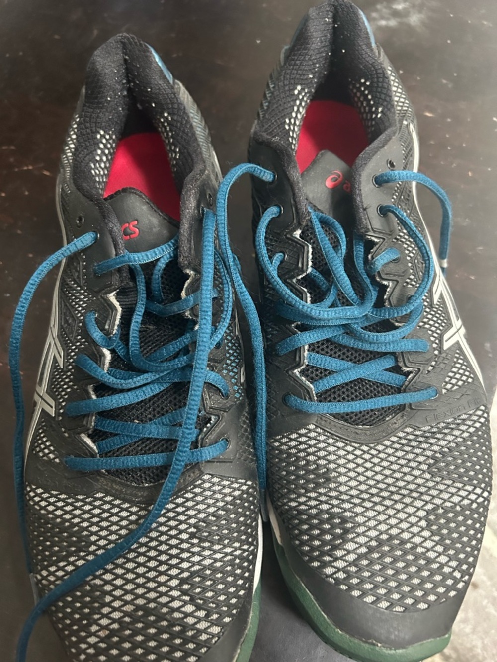 ASICS Black and Blue Mesh Running Sneakers